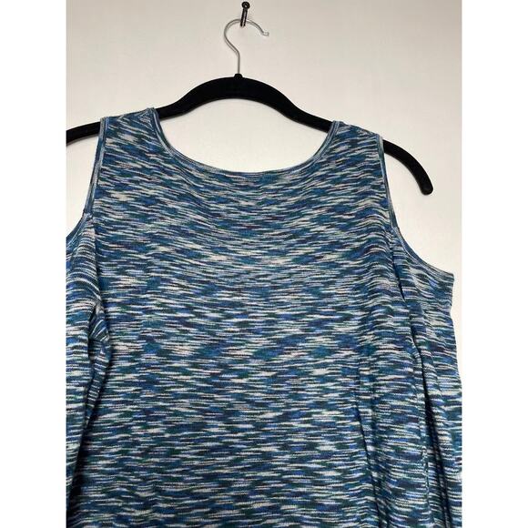 The Limited Blue Cold Shoulder Top Womens Small Striped Print Scoop Neck Blouse - Picture 7 of 11